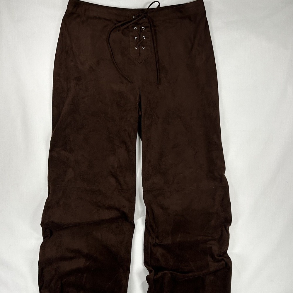 Kate Landry Vintage‎ 2000s Woman's High Waist Straight Leg Pants 10 Suede Brown